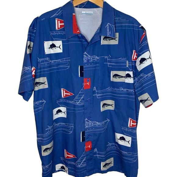 Columbia Fishing Shirt Men's Large PFG Trollers Best Performance Button Down - Picture 1 of 6
